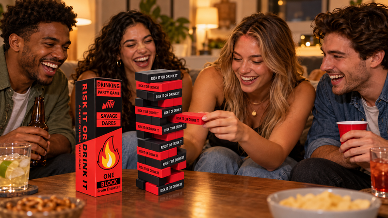 Friends playing a party game